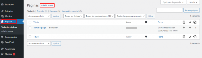 Cómo añadir una página para crear landing pages en wordpress